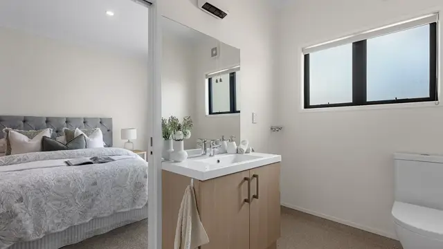 Te Puke - one bed apartment bedroom and bathroom 
