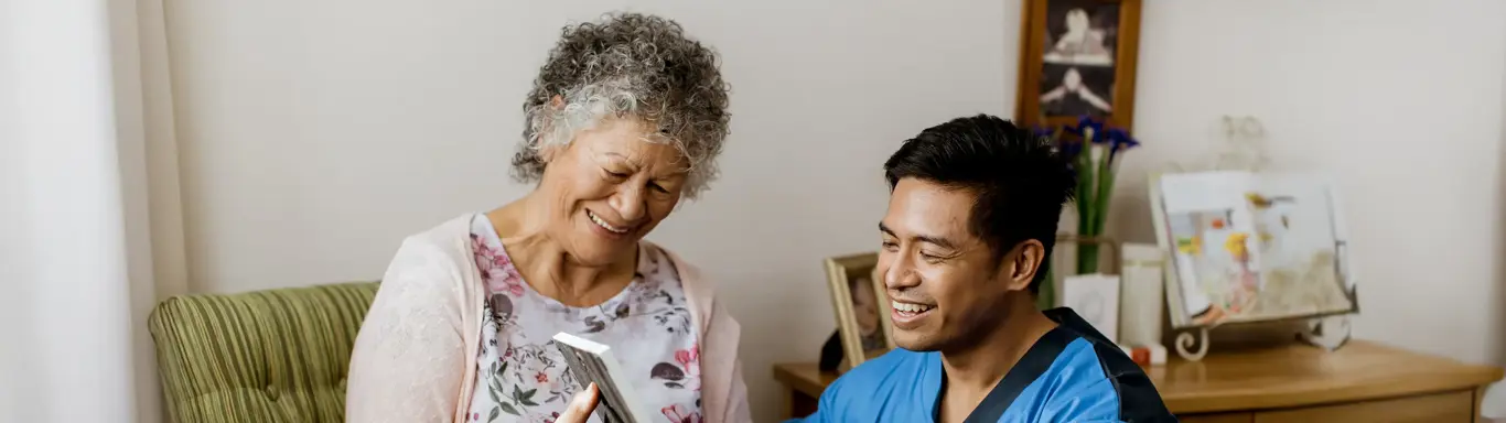 Dementia resident with Bupa Staff