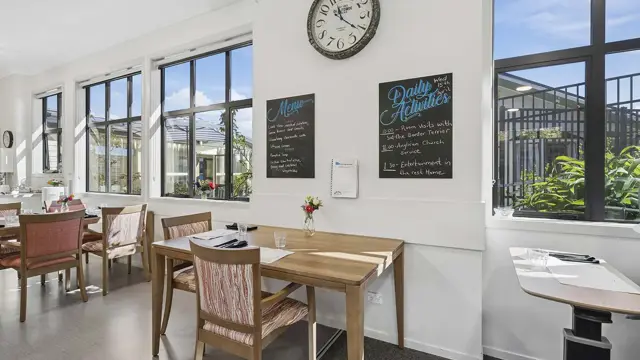 Bupa Winara Care Home - dining room and menu board 