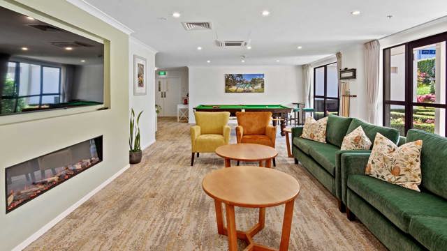 Seating area with fire and TV