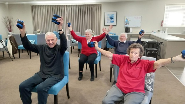 Exercising at a retirement village