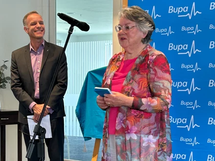 Helen duckworth giving speach at Bupa Ashford