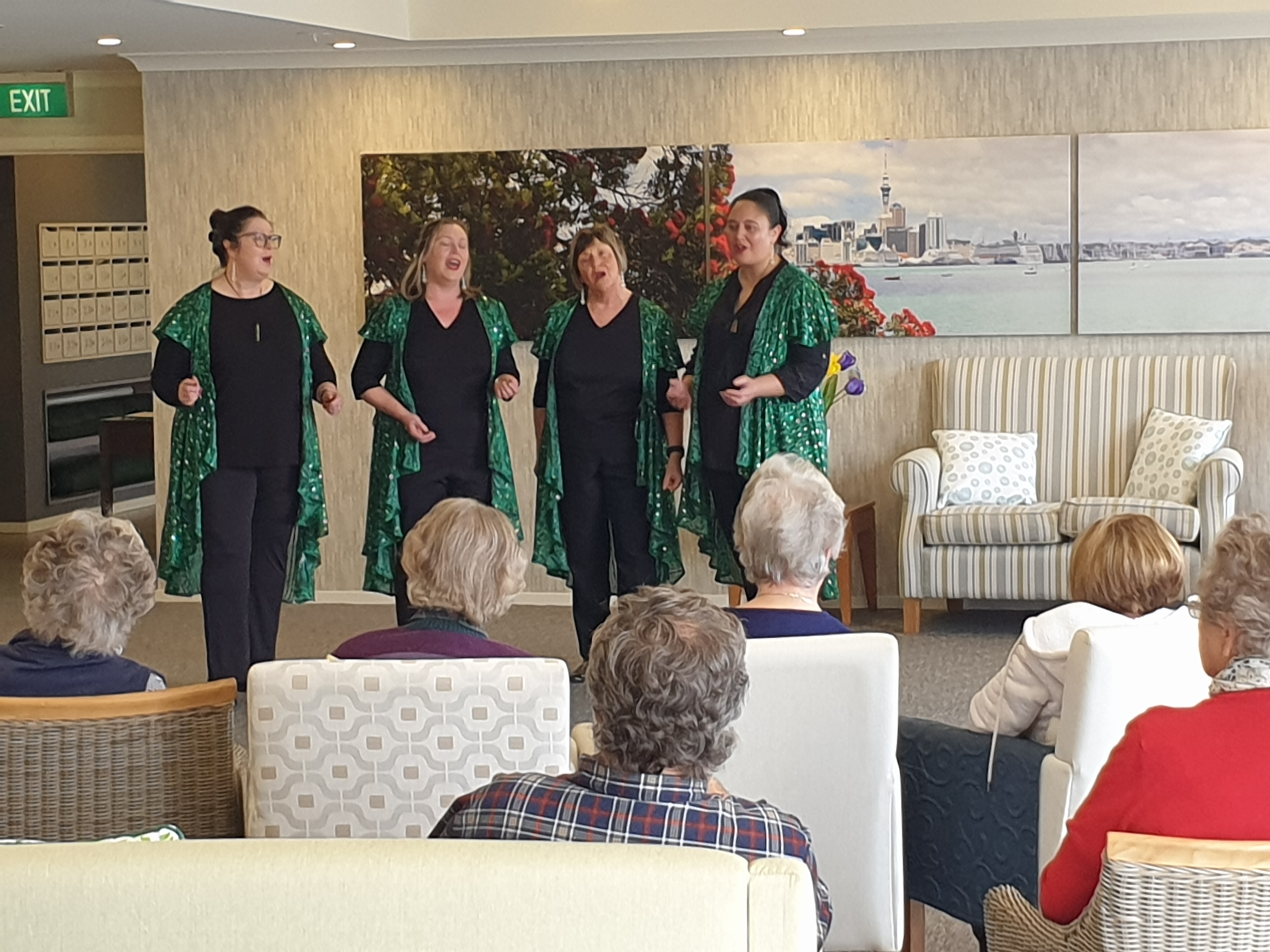 Barbershop quartet to residents