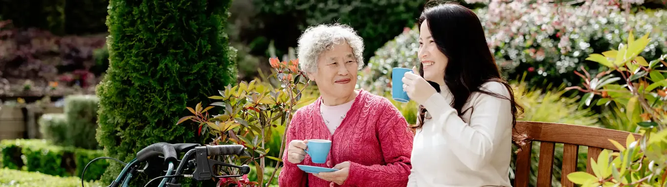 Woman in rest home with daughter