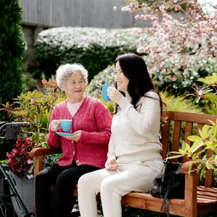 Woman in rest home with daughter