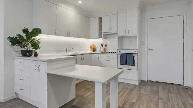 Apt 104 - kitchen and front door 