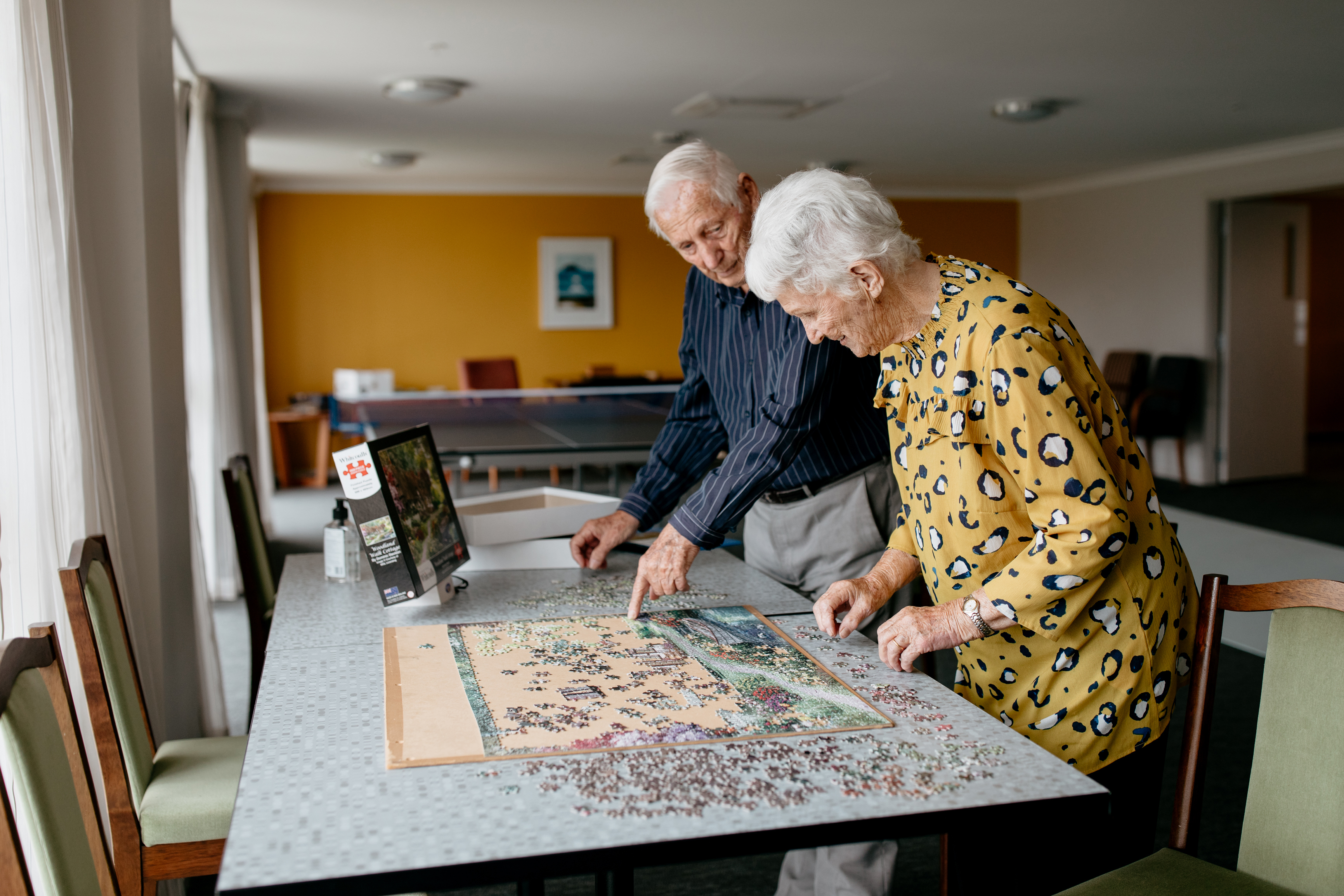 Retired couple playing games