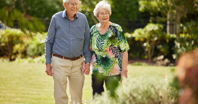 Couple downsizing walking
