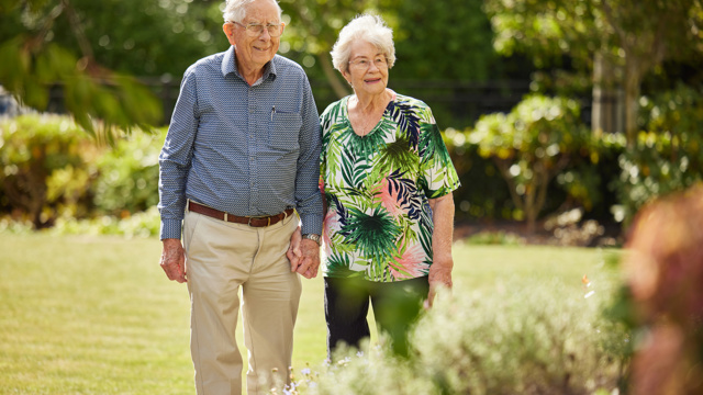Couple downsizing walking