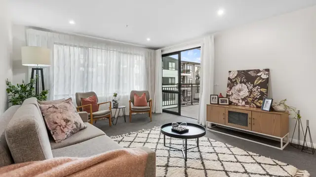 Ōtākaro Apt -living space and balcony 