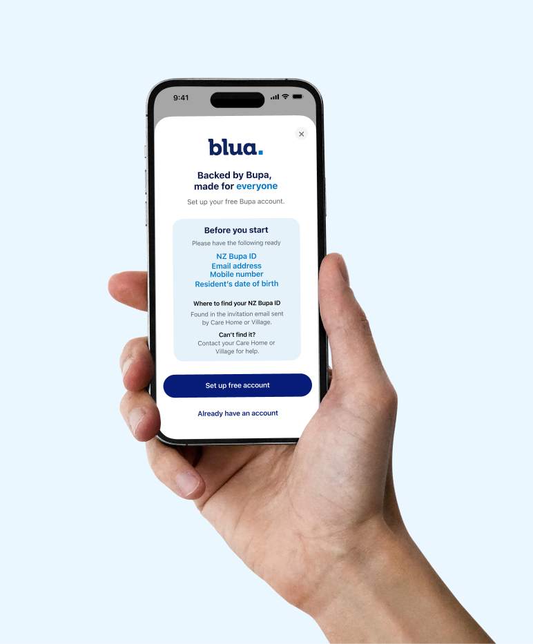 holding Blua phone