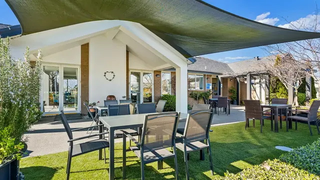 Ballarat - community centre - patio with tables and chairs 